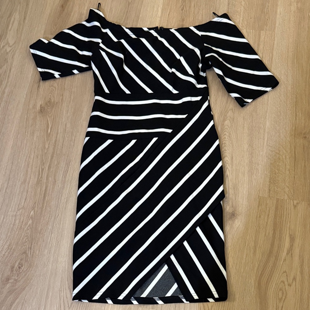 Anne Fontaine Black and White One Shoulder Dress